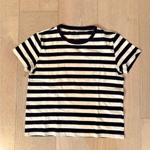 Everlane Navy and White Striped Short Sleeve Tee